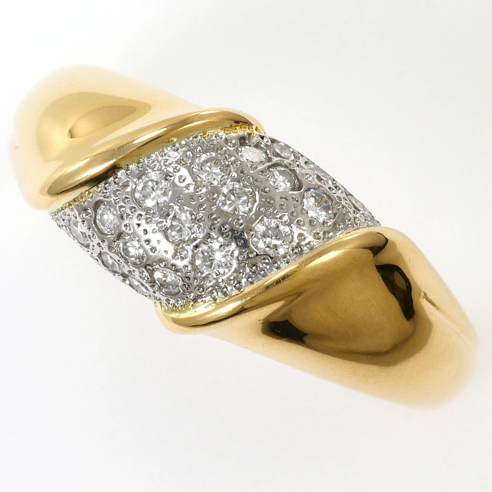 PT900 Platinum 18K Yellow Gold Ring, 1 Diamond 0.18ct, Total Weight 3.4g, Jew...